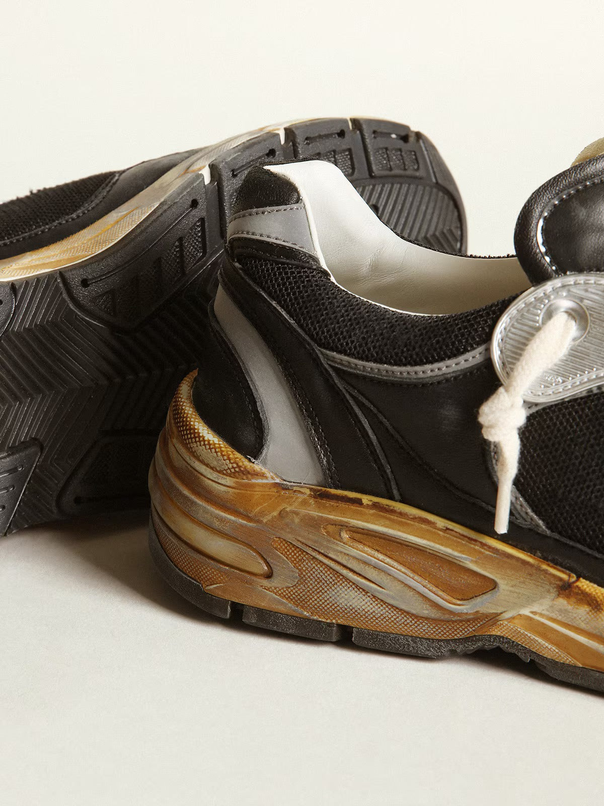 Dad-Star homme en résille et nappa noirs avec étoile gris froid