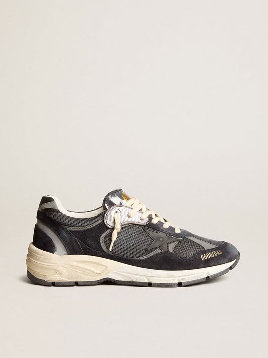 Dad-Star pour homme en résille et cuir velours bleu foncé avec étoile noire