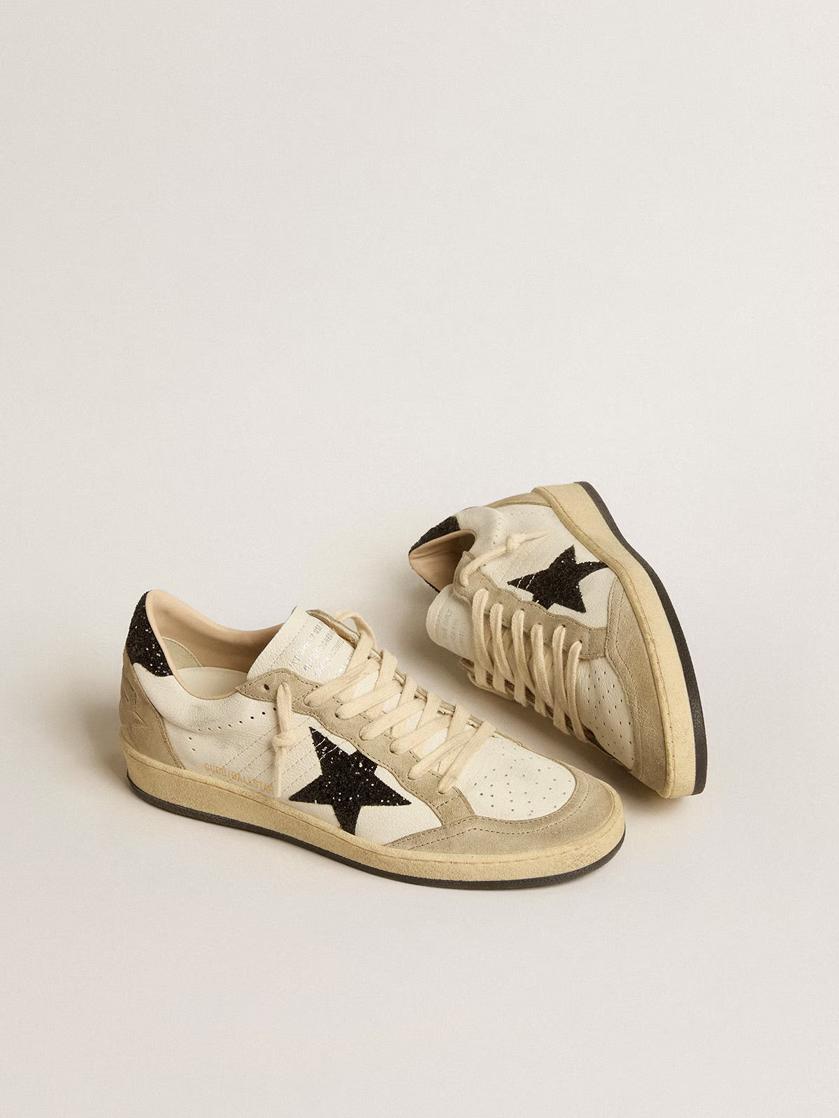 Ball Star en cuir nappa et daim avec étoile et contrefort à paillettes noires